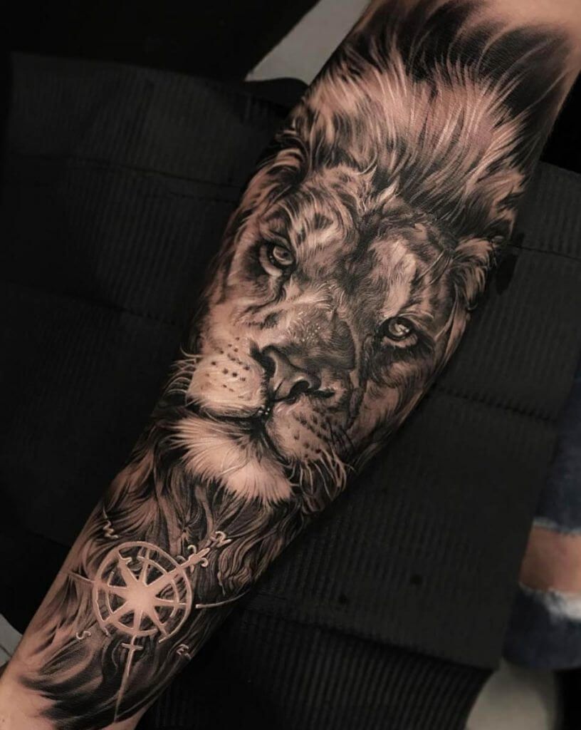 Tattoo Lion Compass Tattoos Animal Tattoo Compass