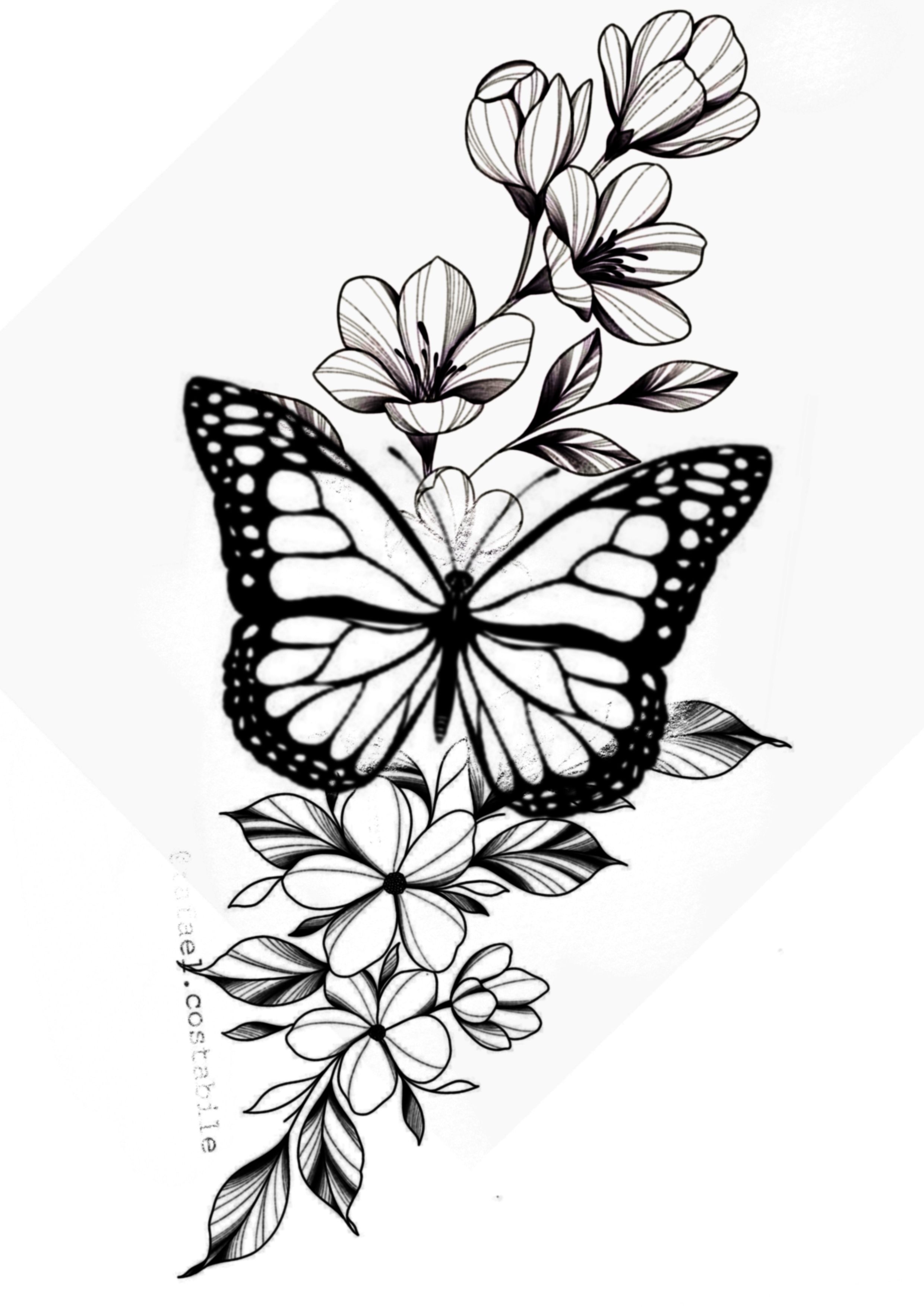 Butterfly and Rose Tattoo Stencils: Elegant Design Ideas