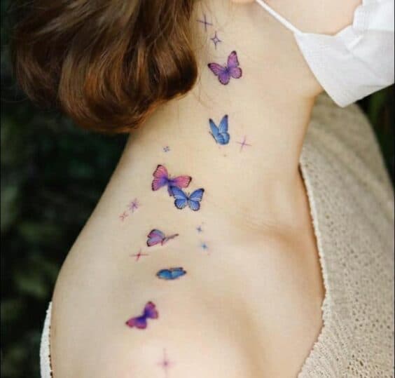 Tatuajes Con Mariposas Y Estrellas Perfectos Para Los Hombros Mujer