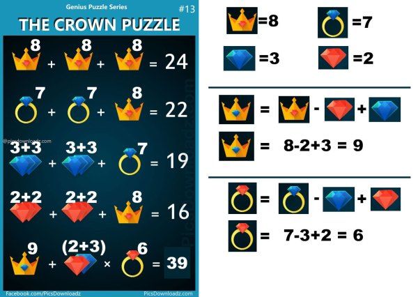 The Crown Puzzle Genius Puzzle Series 13 Viral Logic Math Puzzle