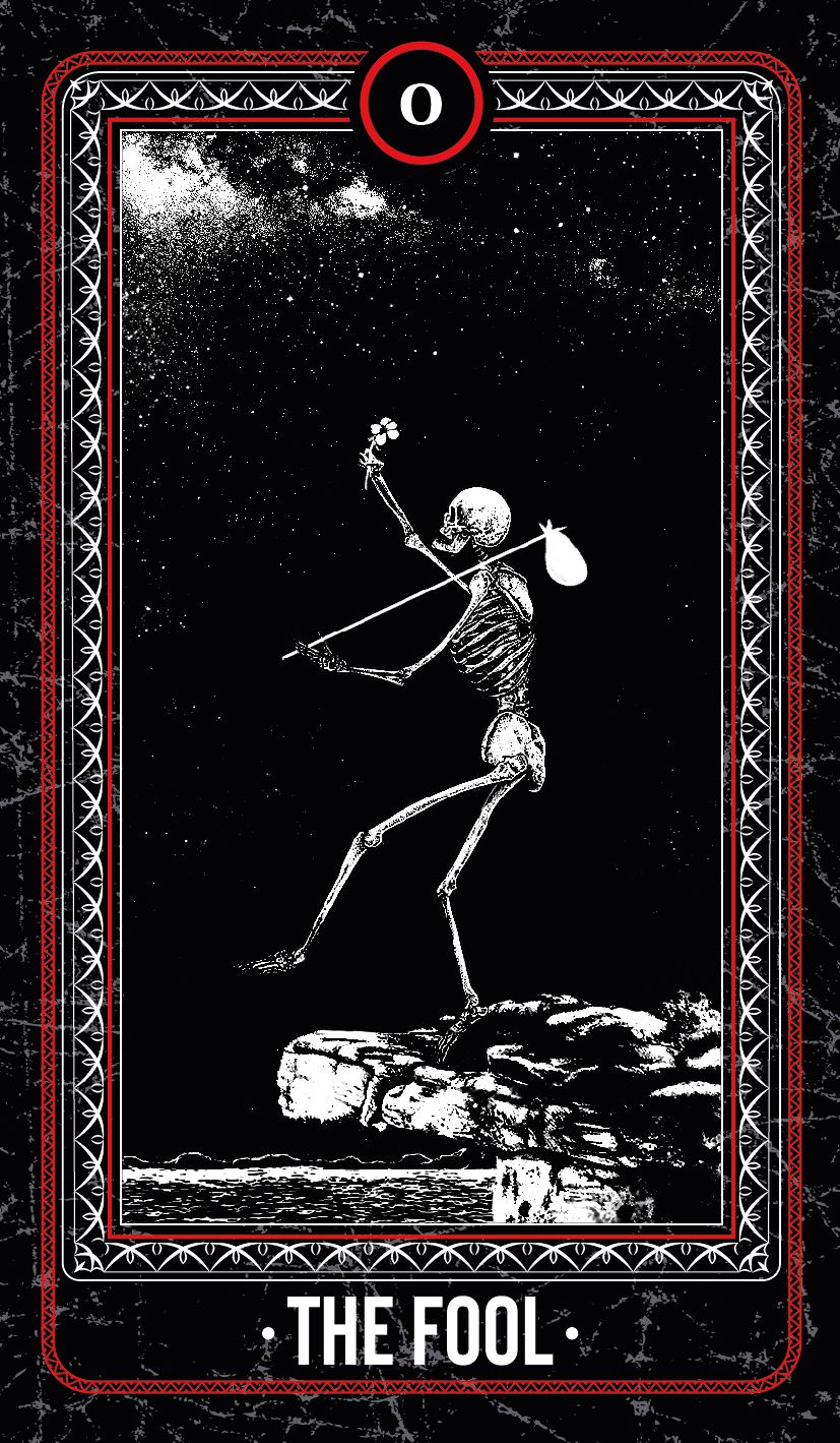 The Fool Tarot Art Print From The Skeleton Tarot Deck Black Etsy