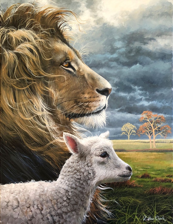 The Lion The Lamb Original By Northernmaineart On Etsy Art