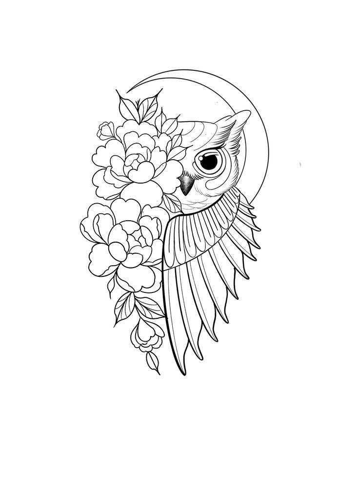 The Owl Tattoo Outline The Owl Tattoo Design Sticker Teepublic