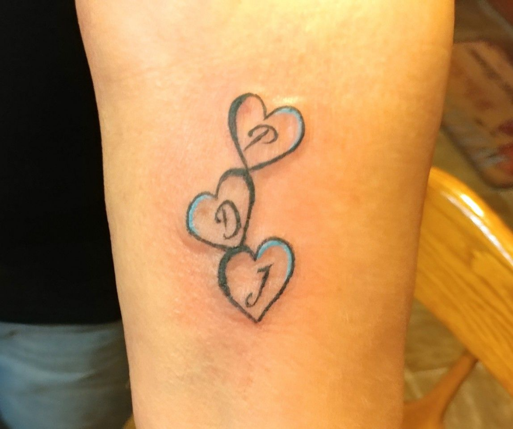 Three Heart Tattoo With Initials Google Search Tattoos For