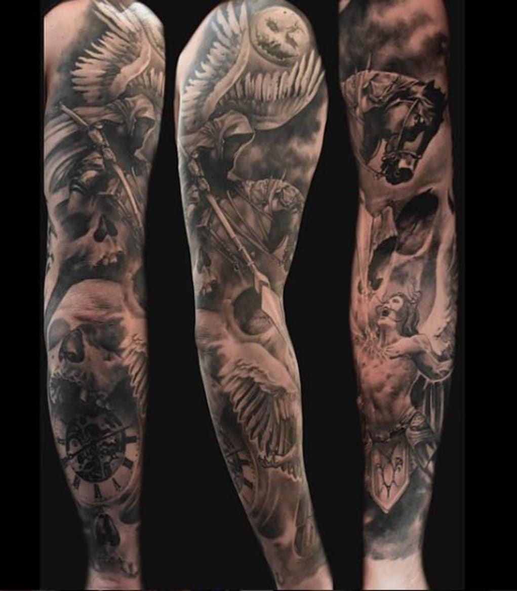 Top 68 Angels And Demons Tattoo Sleeve Latest In Cdgdbentre