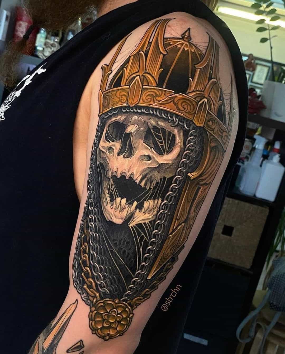 Top 74 Skull Crown Tattoo Best In Cdgdbentre