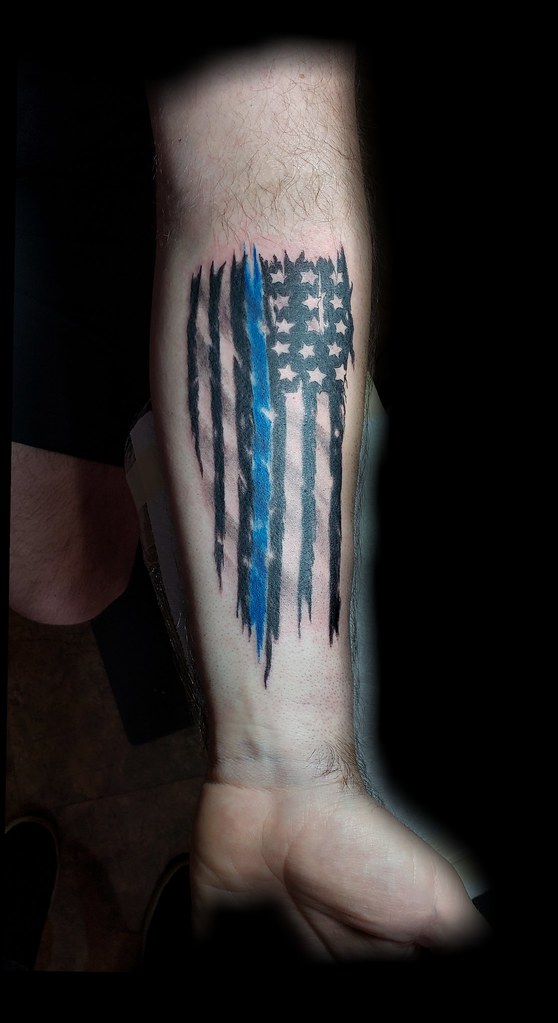 Top 75 Thin Blue Line Flag Tattoo Forearm Best In Cdgdbentre