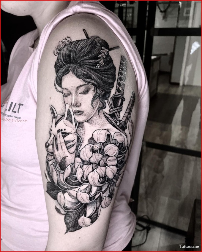 Top More Than 76 Stencil Geisha Tattoo Design Super Hot In Cdgdbentre