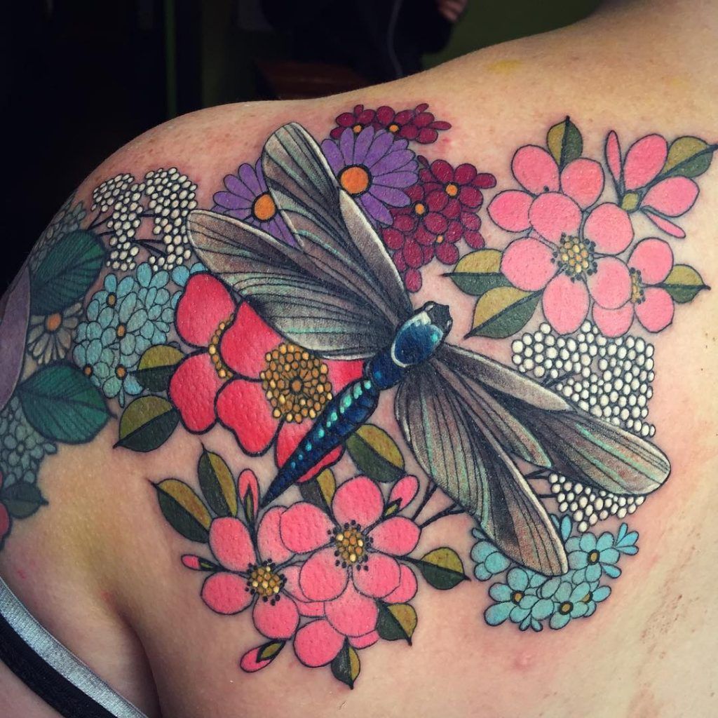 Top More Than 80 Dragonfly And Flower Tattoos Best In Cdgdbentre