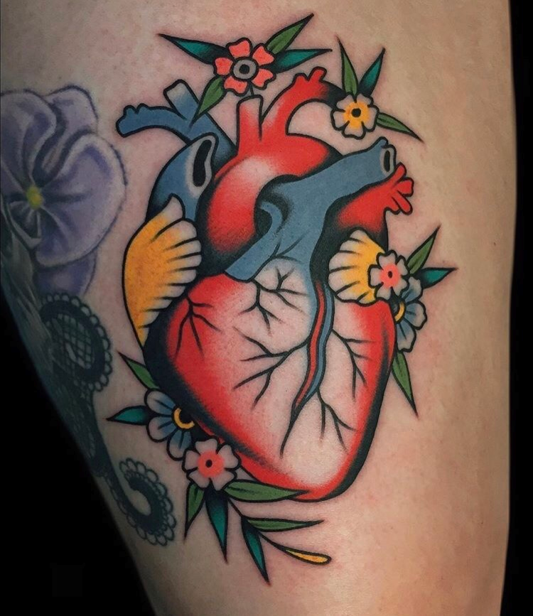 Traditional Anatomical Heart Tattoo