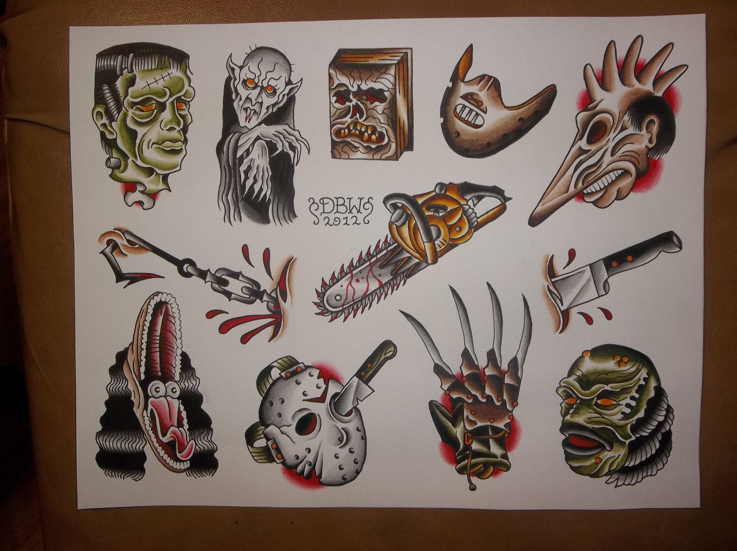 Traditional Tattoo Flash Sheet By Derekbward On Etsy