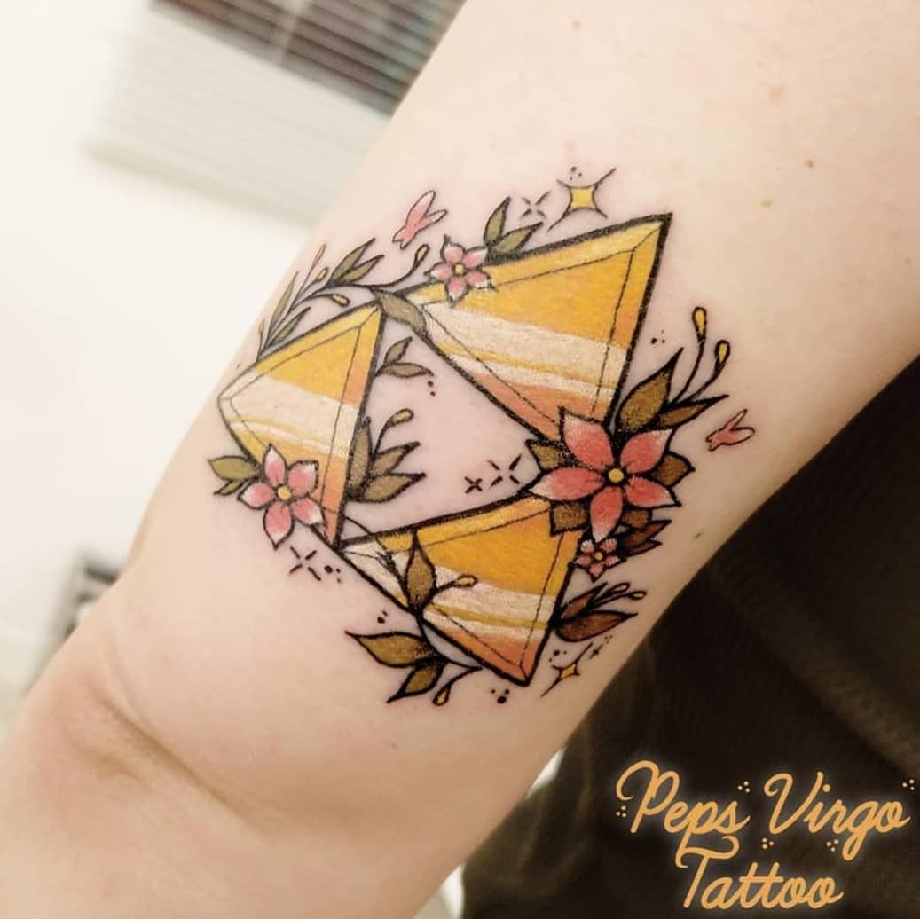 Triforce Tattoo By Katie Zelda Tattoo Gaming Tattoo Nerdy Tattoos