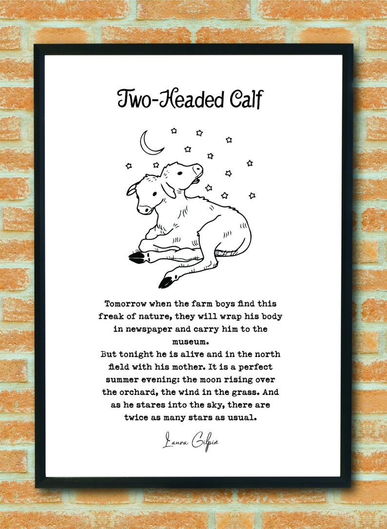 Two Headed Calf By Laura Gilpin Digital Poem Art Wall Art Print