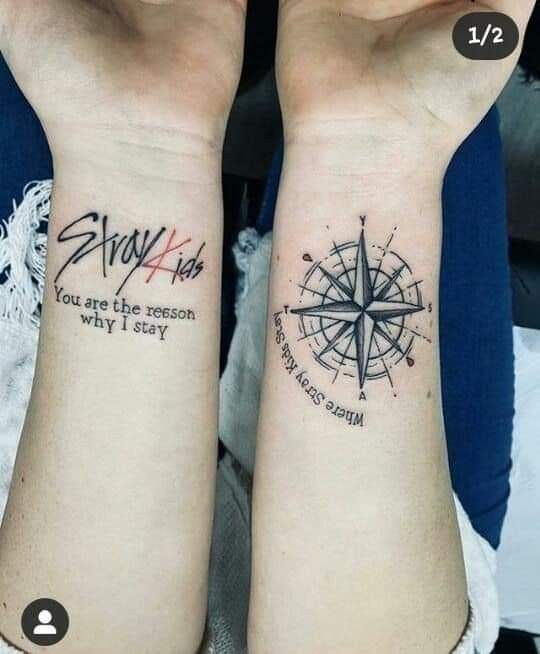 Two Wrist Tattoos With Words On Them One Saying Stay And The Other Saying You Are The Reason