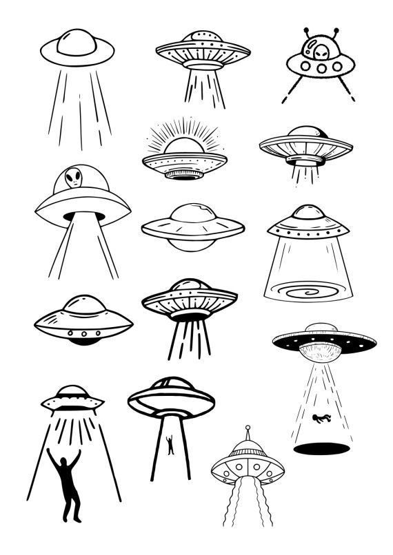 Ufo Star Being Tattoo Flash Hand Doodles Easy Skull Drawings Ufo Tattoo