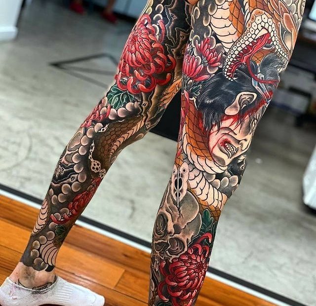 Uncover The Intriguing Beauty Of A Japanese Full Leg Sleeve Tattoo