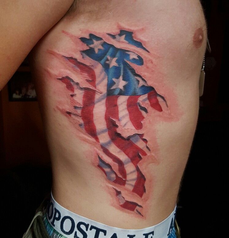 Update More Than 59 American Flag Ripped Skin Tattoo In Eteachers