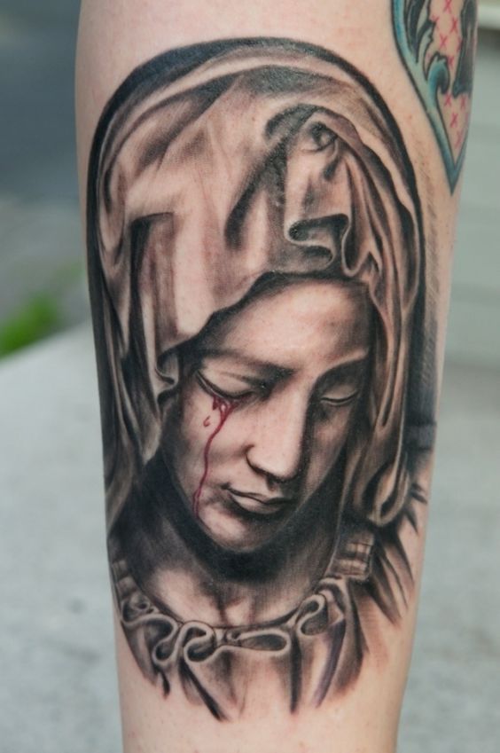 Virgin Mary Crying Blood Tattoo Marvelvansblackpanther