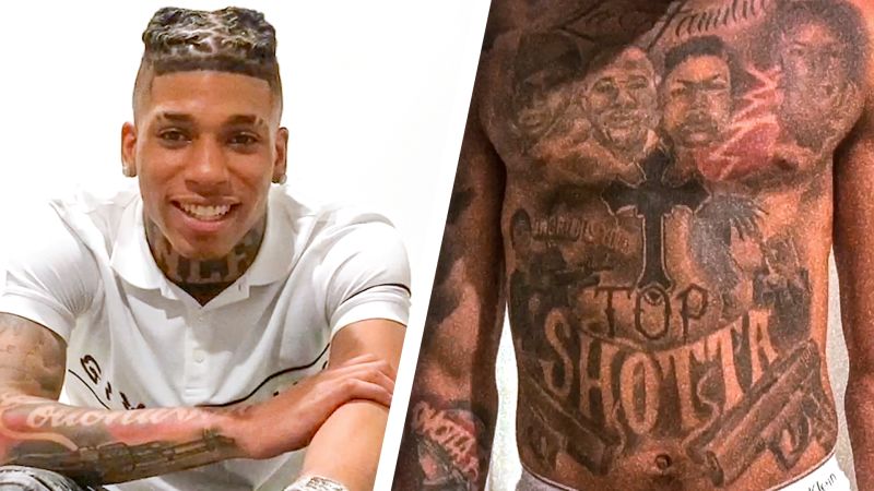 Watch Nle Choppa Breaks Down His Tattoos Tattoo Tour Gq