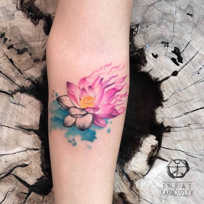 Watercolor Tattoo Beautiful Watercolor Lotus Tattoo By Koray