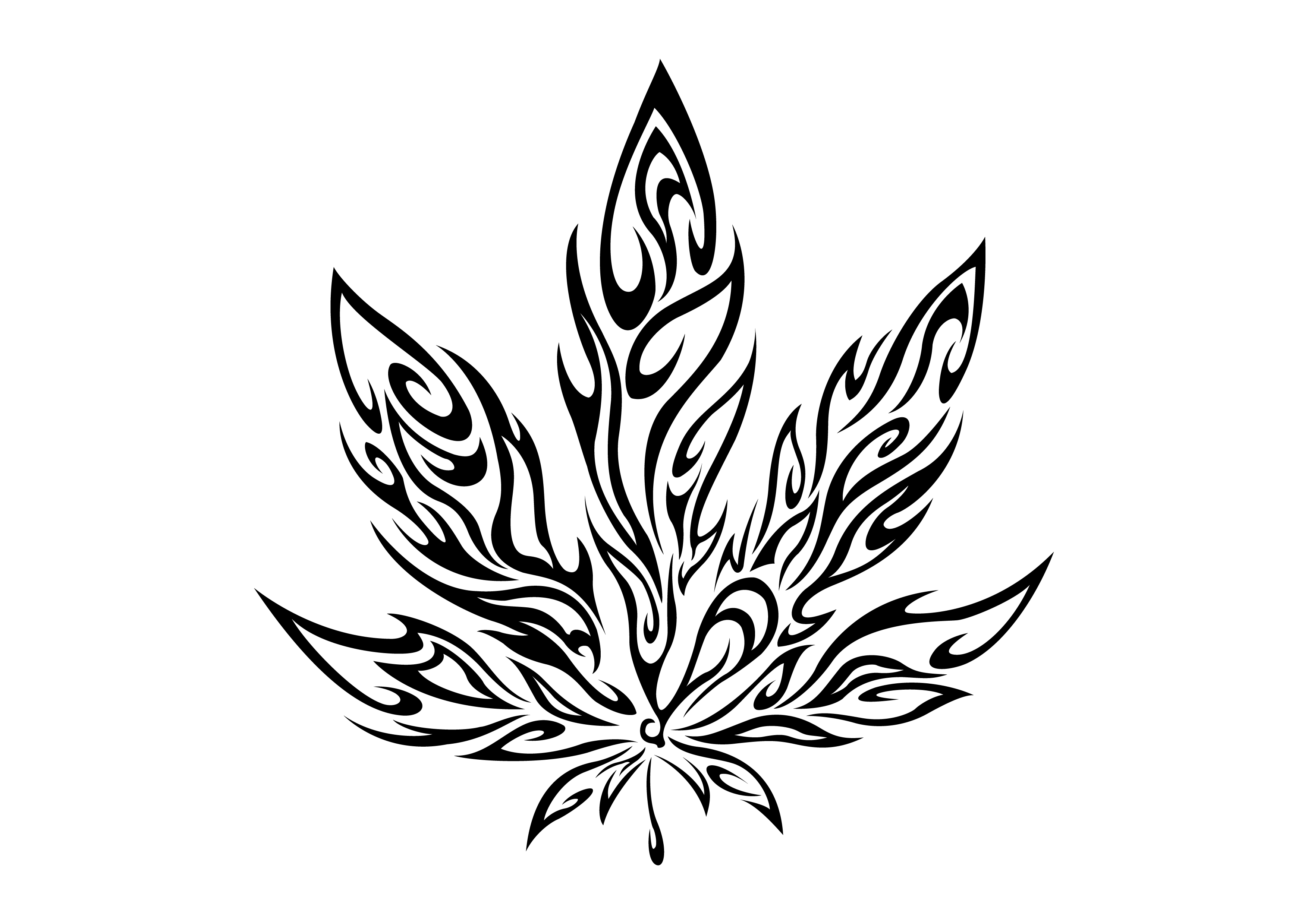 Weed Leaf Tattoo Stencil