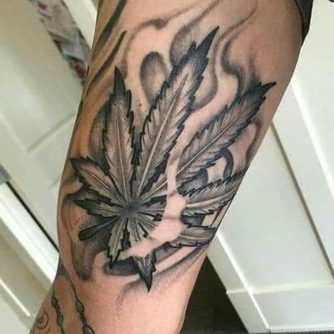 Weed Leaf Tattoos With Smoke