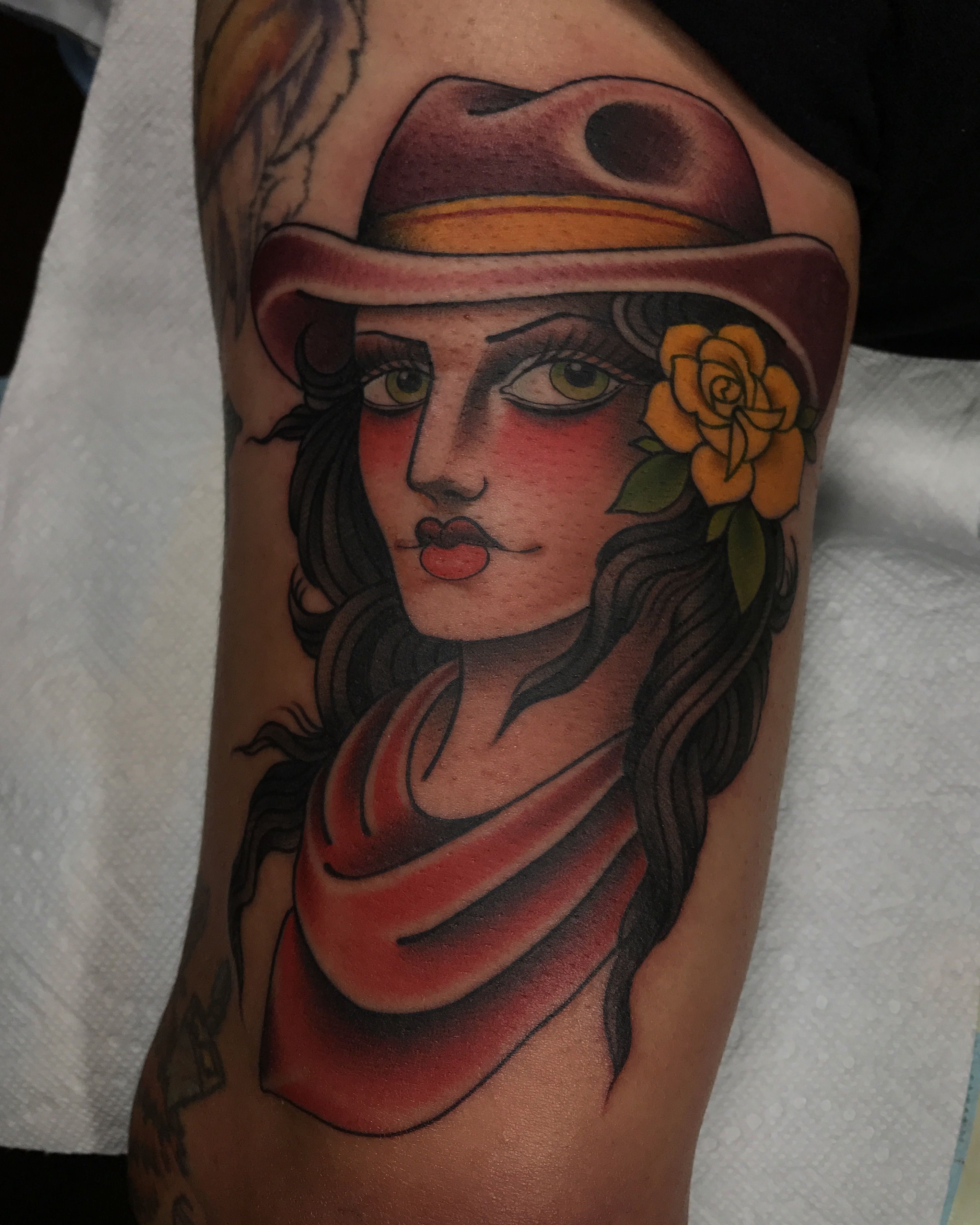 Western Lady Tattoo By Devx Ruiz Full Circle Tattoo San Diego Ca