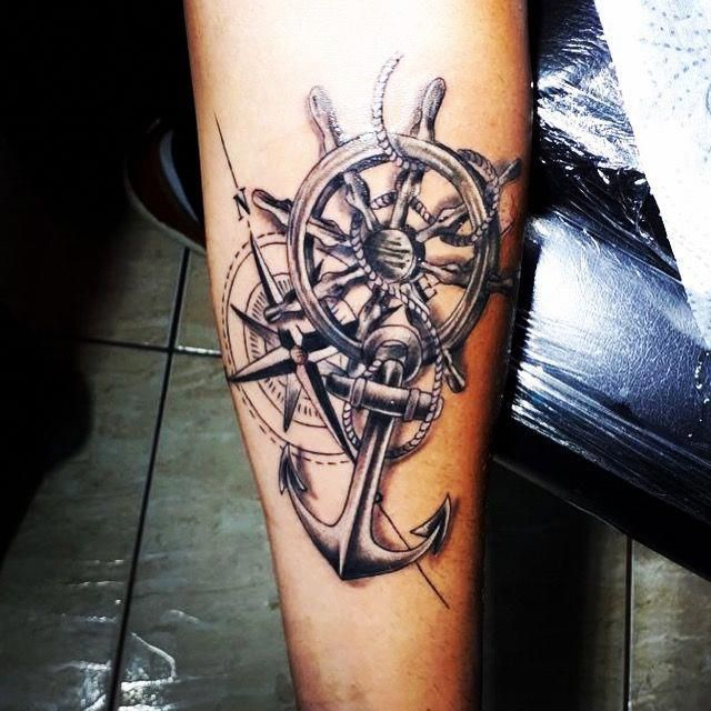 Wheel Tattoo Ship Wheel Tattoo Anchor Tattoos