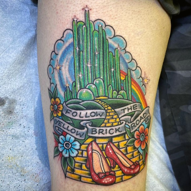 Wizard Of Oz Tattoo On The Right Upper Arm