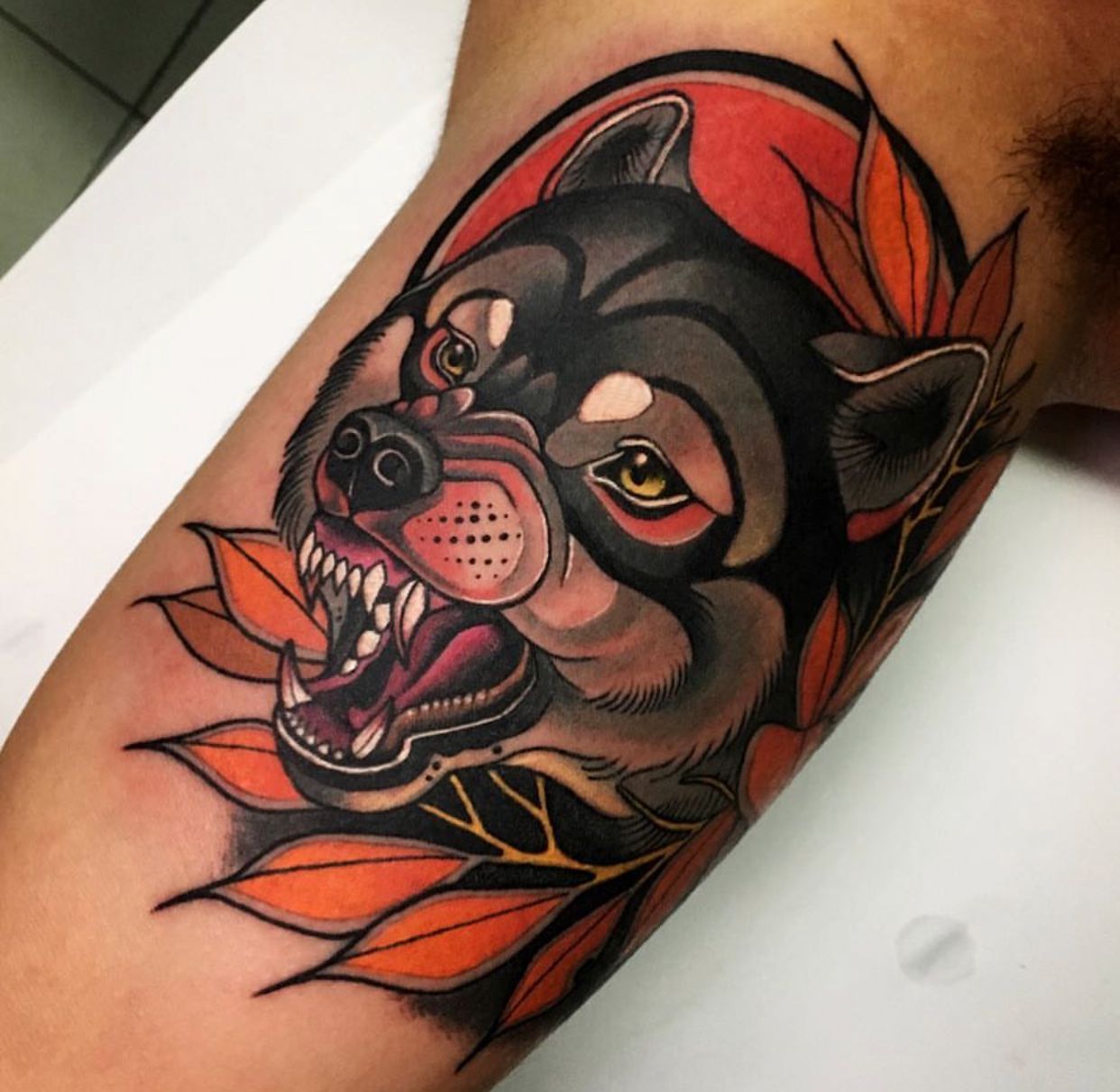 Wolf Neo Traditional Tattoo Style Dyemtattoos Neo Traditional Tattoo