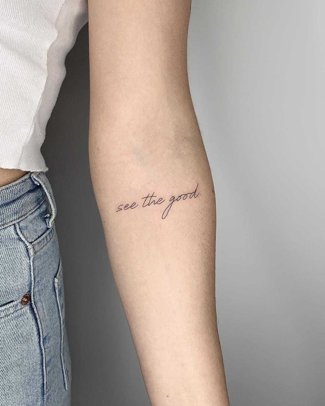 Words See The Good By Conz Thomas Tattooed On The Left Forearm Source