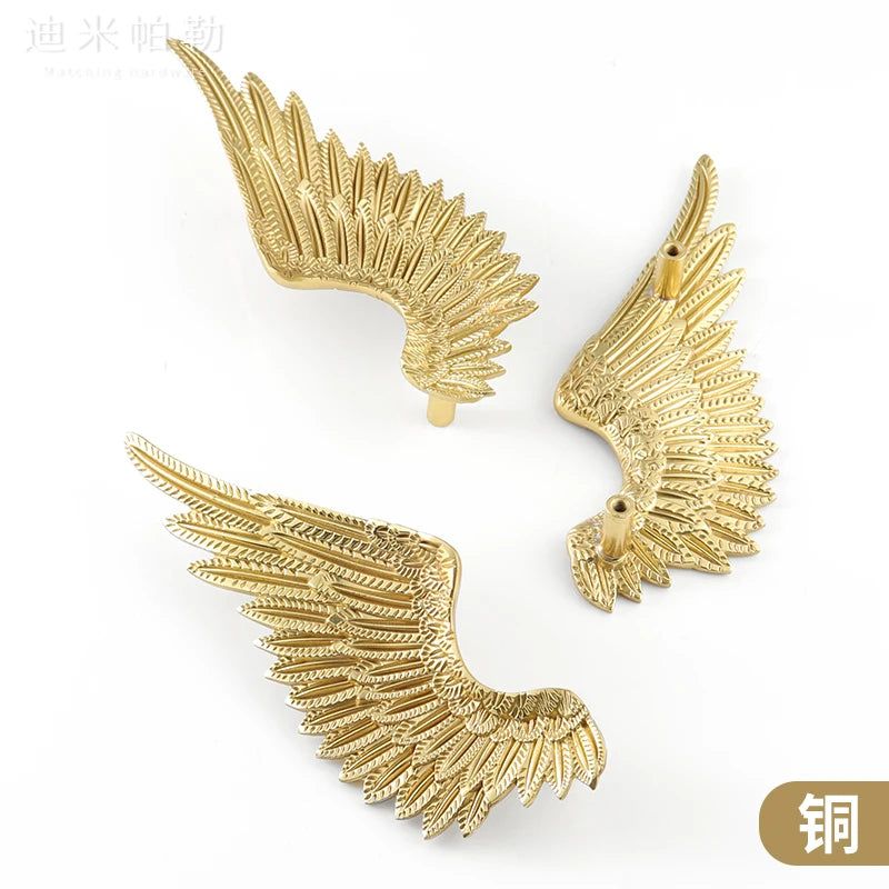 Zaria American Angel Wings Brass Wardrobe Handle Elevate Your