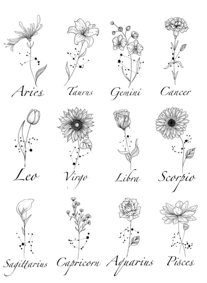 Zodiac Sign Flower Tattoo Taurus Tattoos Simplistic Tattoos Geometric